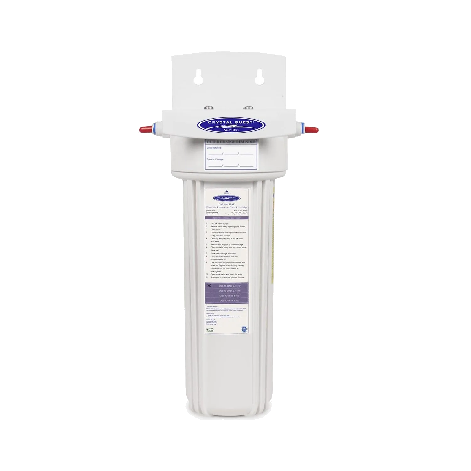 Crystal Quest Fluoride Removal Plus SMART Refrigerator In-Line Water Filter System