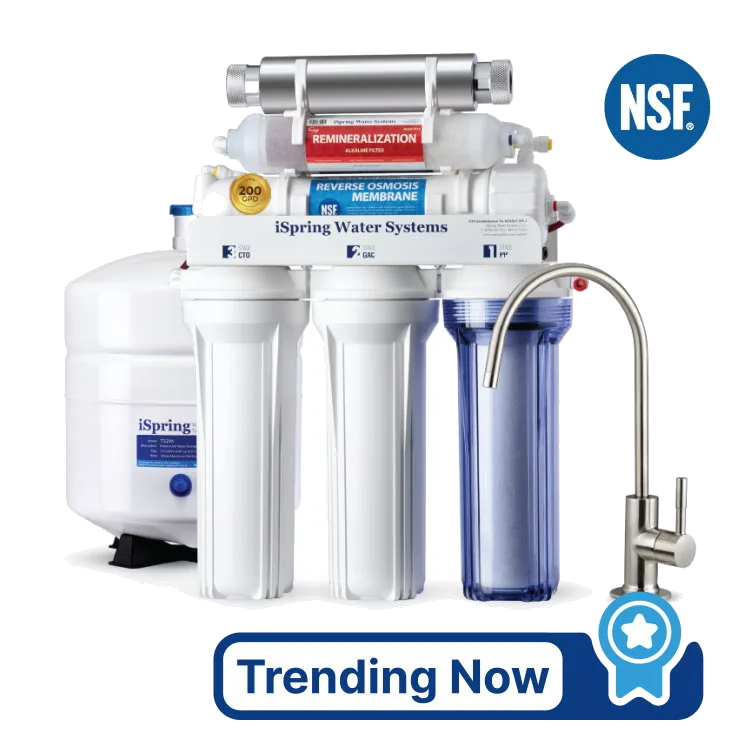 iSpring RCC7AK-UV 7-Stage Alkaline UV Reverse Osmosis System, 75 GPD