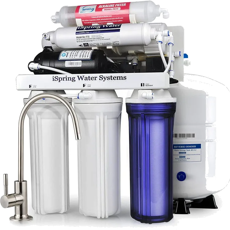 iSpring RCC7P-AK 6-Stage Alkaline Reverse Osmosis System with Booster Pump, 75 GPD