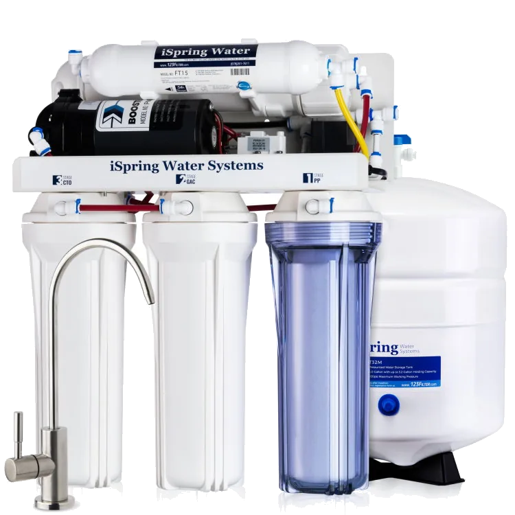 iSpring RCC7P 5-Stage Reverse Osmosis System with Booster Pump, 75 GPD