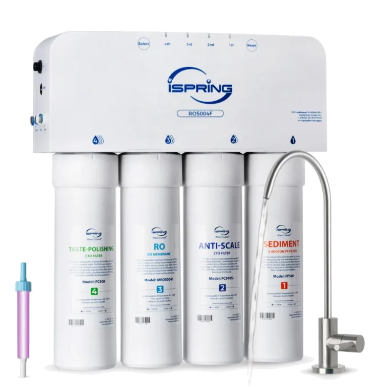 iSpring RO5004F 6-Stage Tankless Reverse Osmosis System with UV, 500 GPD