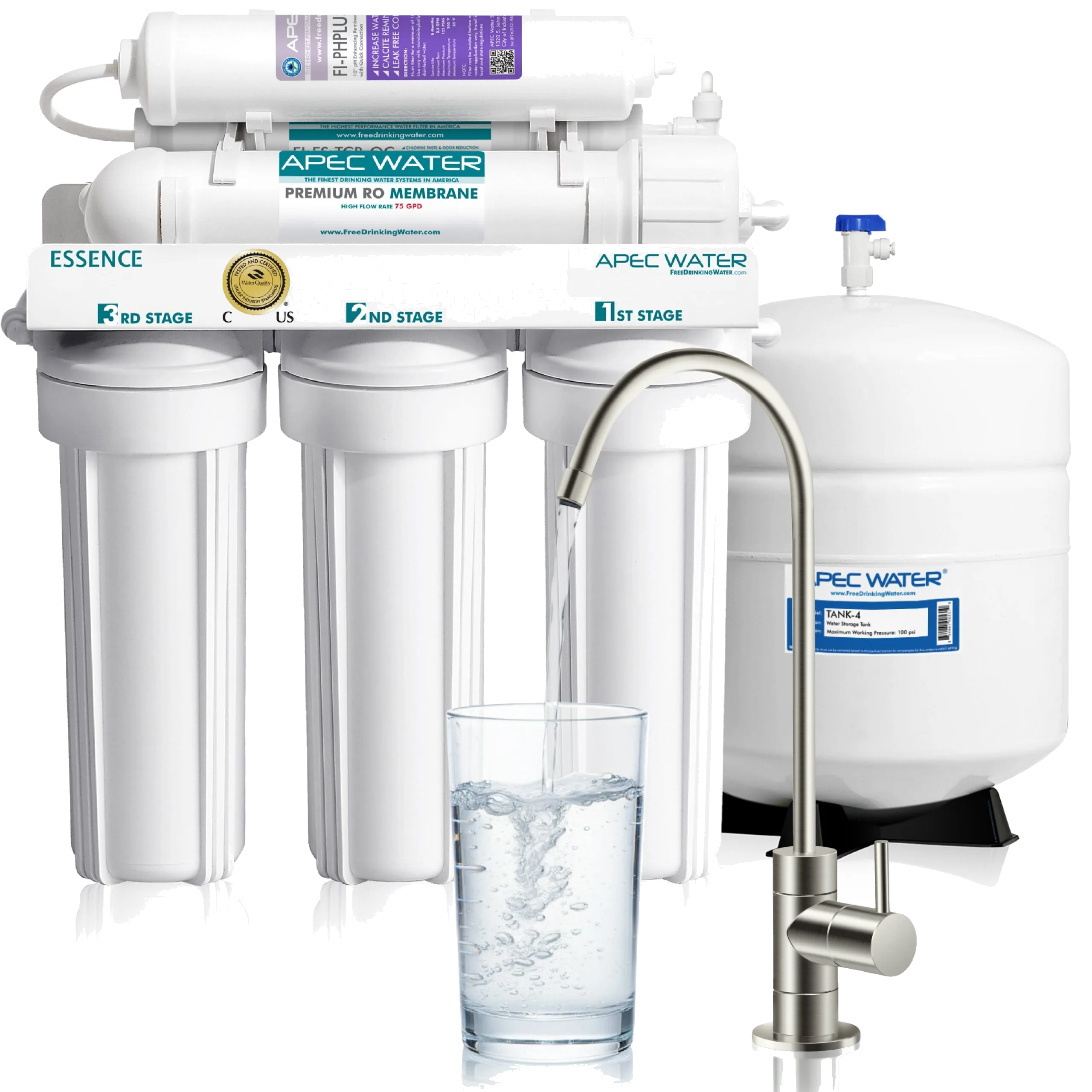 APEC Water Systems ROES-PH75 Essence Alkaline 6-Stage 75 GPD Reverse Osmosis System
