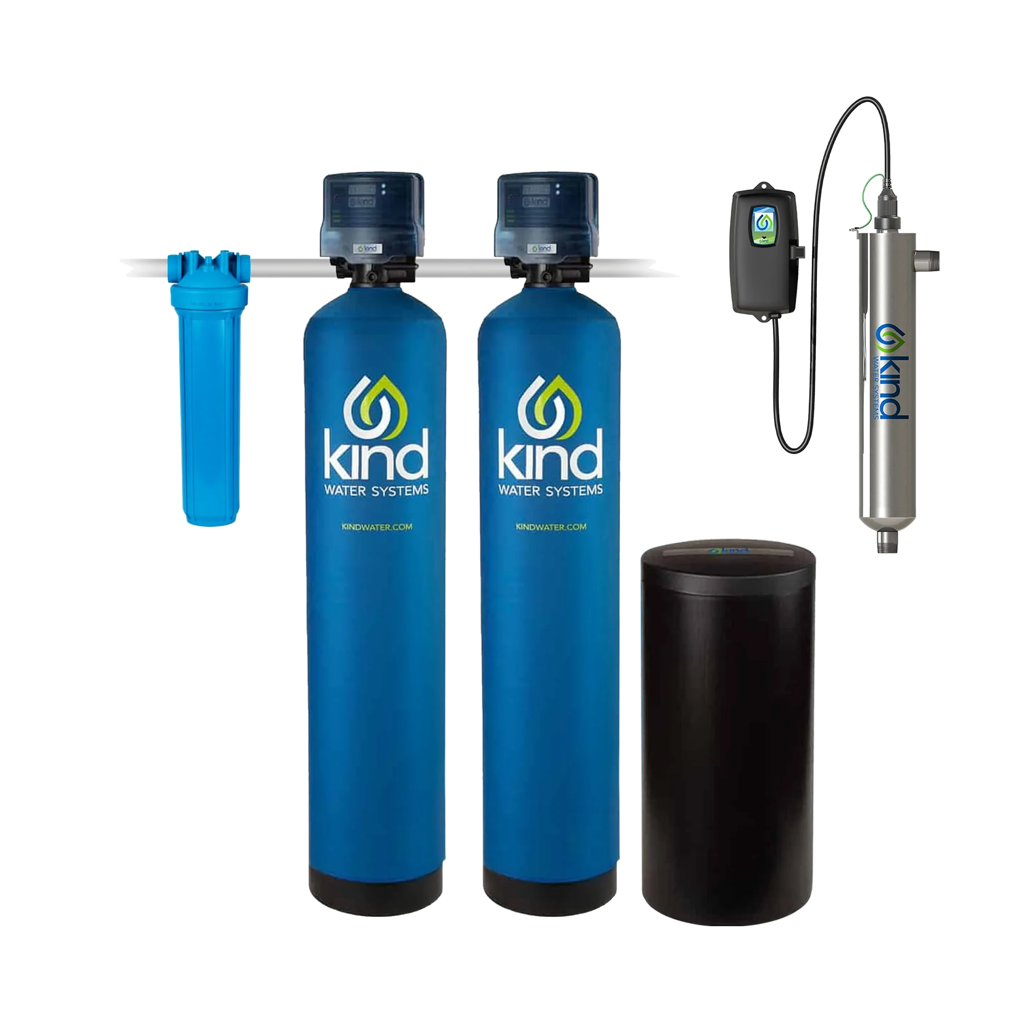 Kind Water Systems WS-6500UV Whole House Water Filter with Salt-Based Water Softener and UV