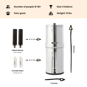 Crown Berkey Water Filter System, 6 Gallon Gravity Filter