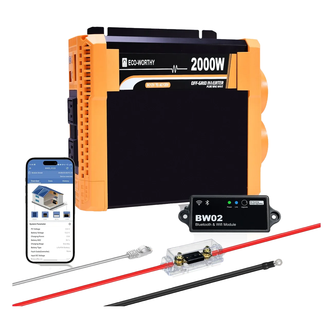 ECO-WORTHY 2000W 12V Pure Sine Wave Inverter with Remote