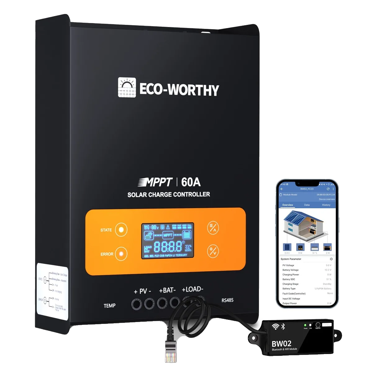 ECO-WORTHY 60A 12/24/36/48V MPPT Solar Charge Controller