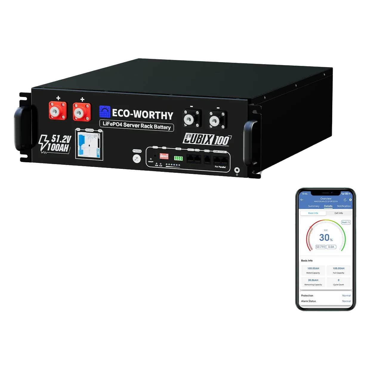 ECO-WORTHY Cubix100 48V 100Ah Server Rack LiFePO4 Battery