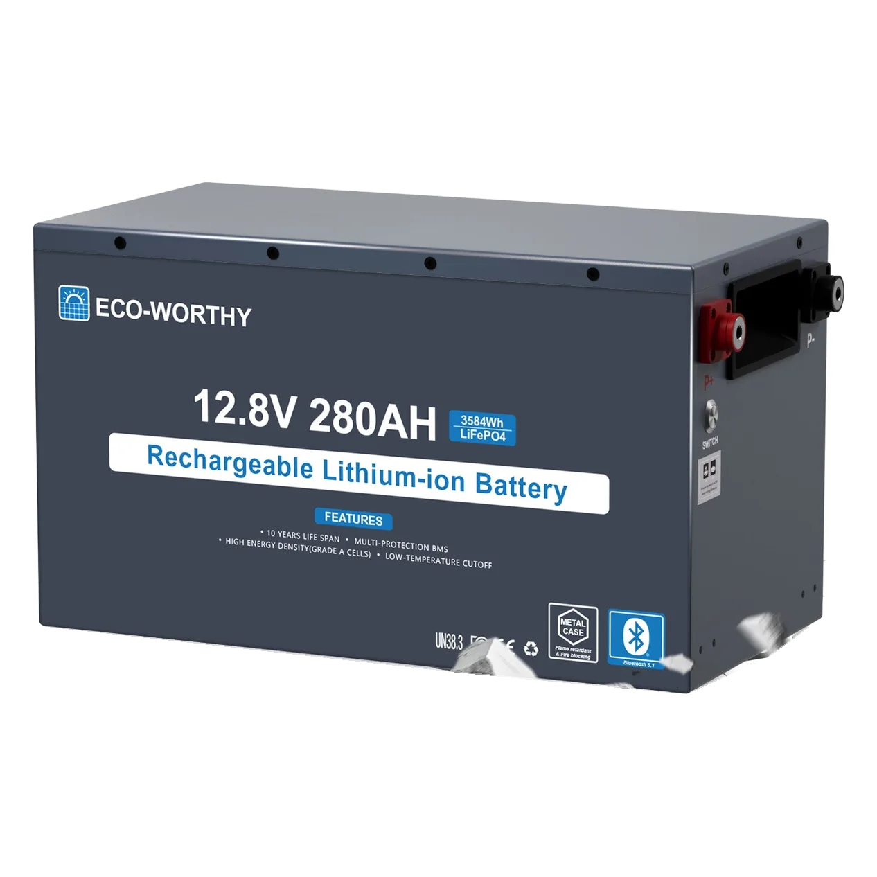 ECO-WORTHY EnergyRock 12V 280Ah Metal Case LiFePO4 Battery