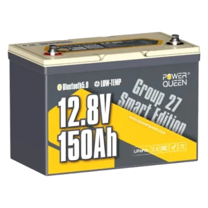 Power Queen 12V 150Ah Group 27 Bluetooth LiFePO4 Battery