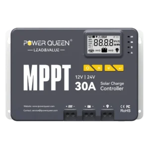 Power Queen 12/24V 30A MPPT Solar Charge Controller with Built-In Bluetooth