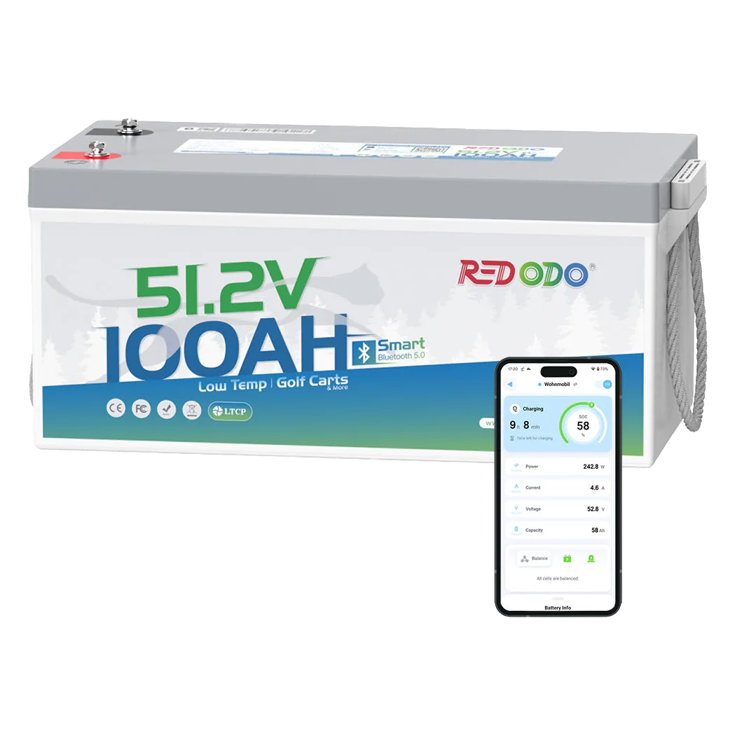 Redodo 48V (51.2V) 100Ah Bluetooth LiFePO4 Solar Battery