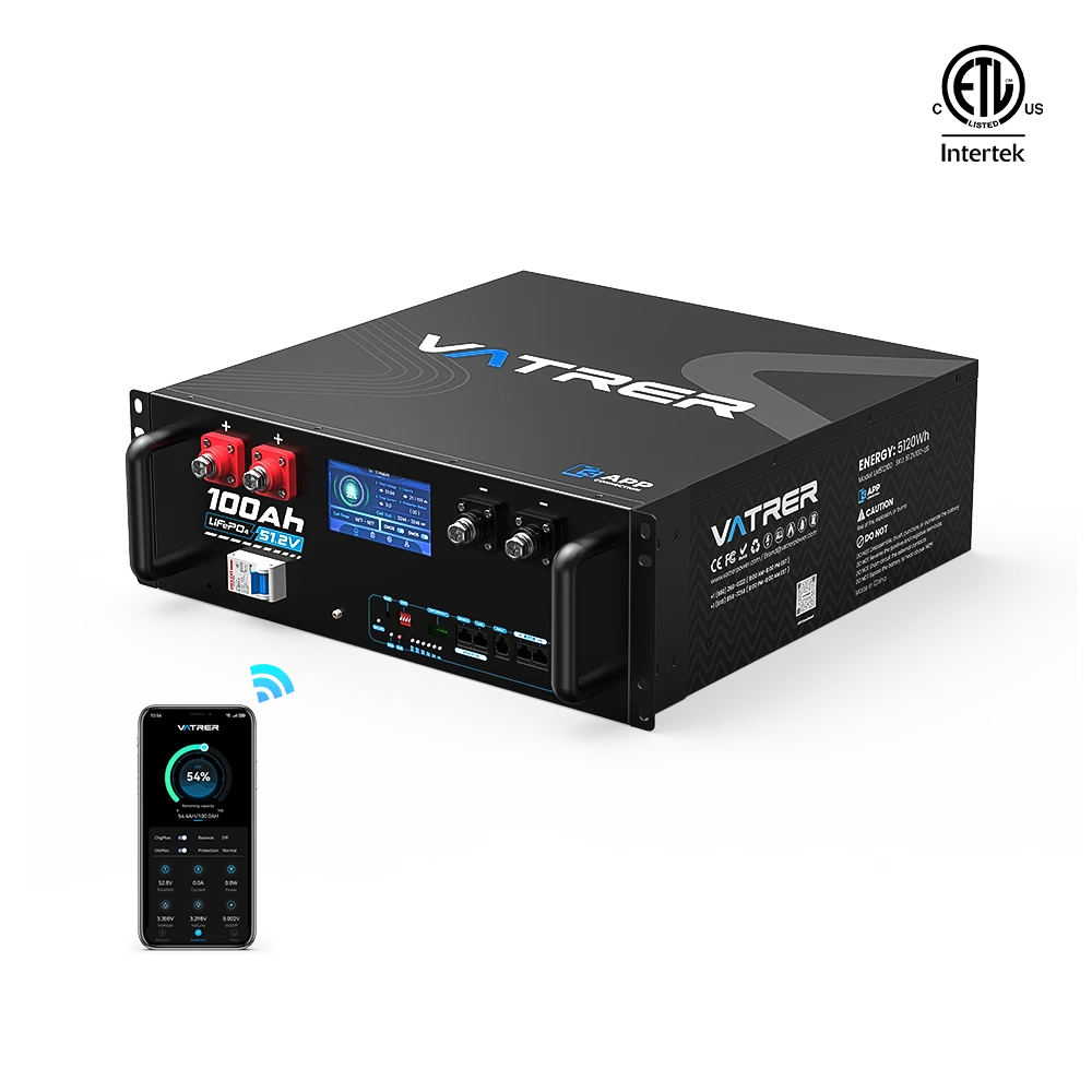 Vatrer 48V 100Ah WiFi Server Rack LiFePO4 Battery